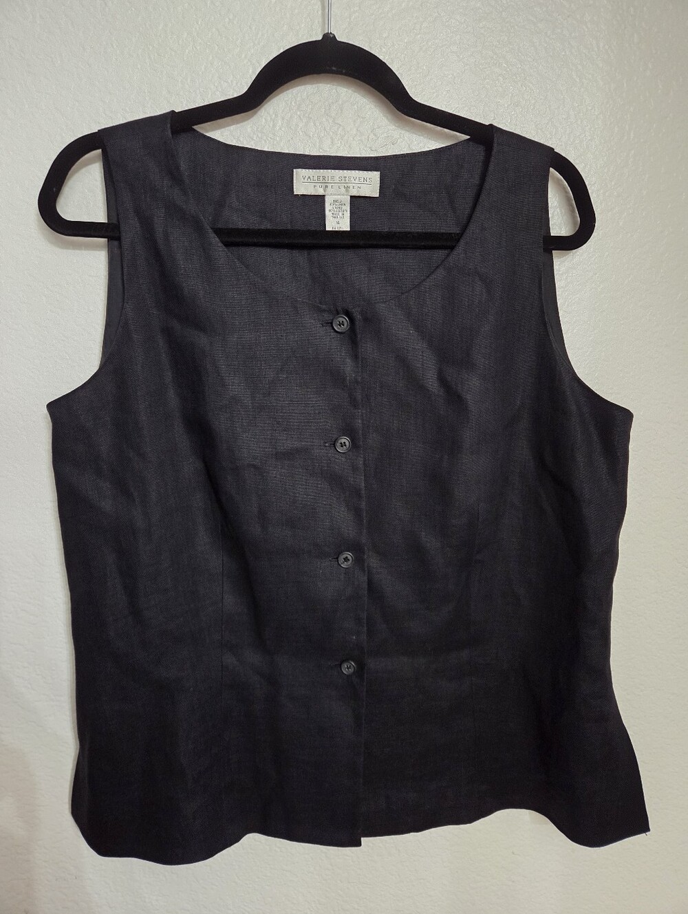 Valerie Stevens Vintage 90's Linen Vest Women's Size 14 Black